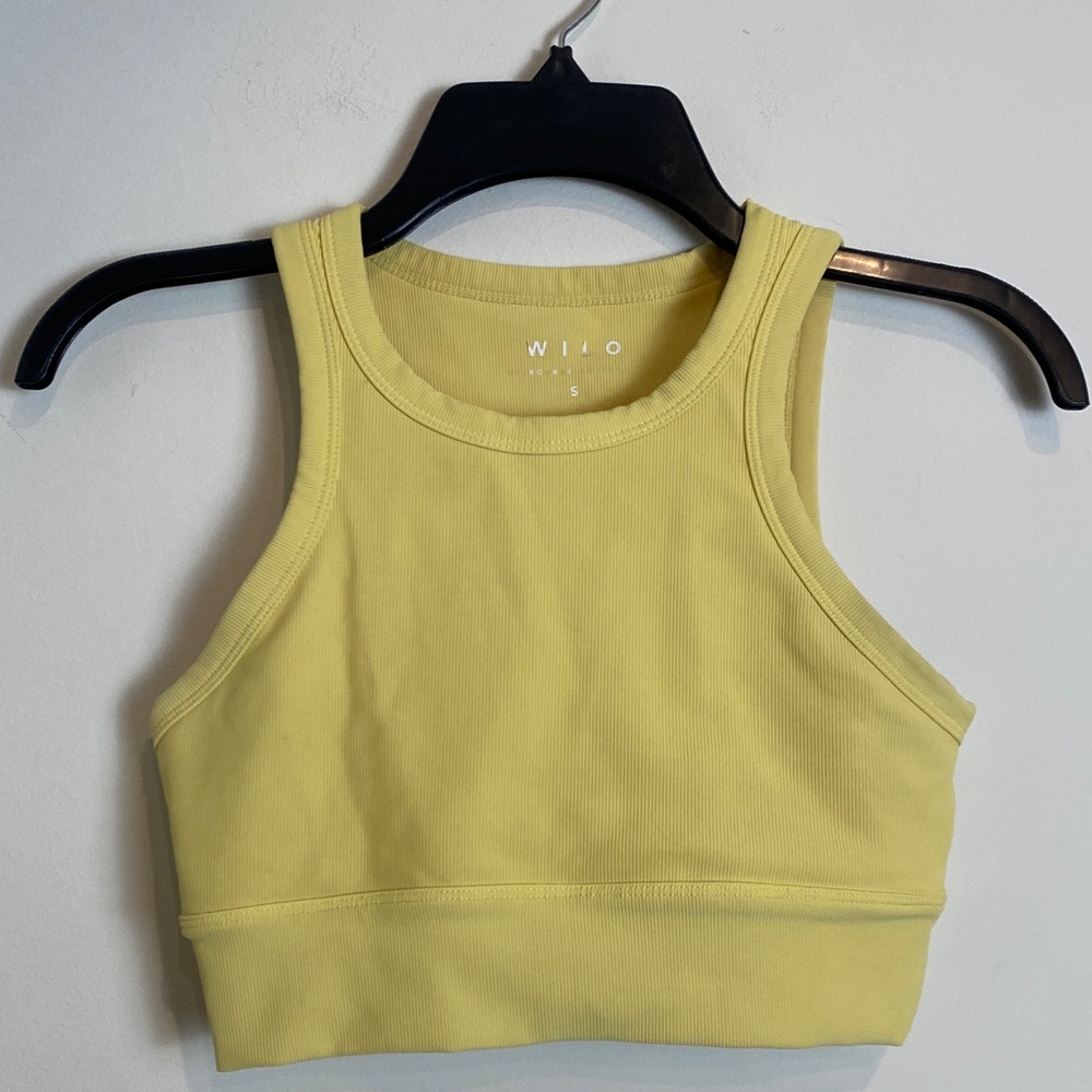 Wilo The Label Yellow Crewneck Ribbed Crop Top Size S
